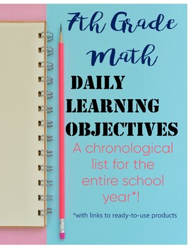 Preview of 7th Grade Math Daily Learning Objectives