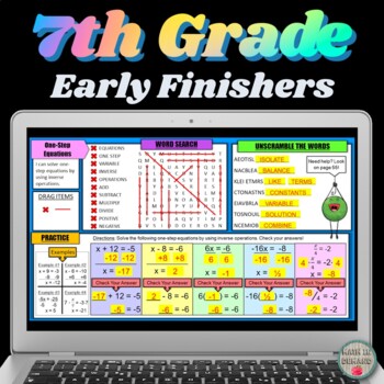Preview of 7th Grade Math Digital Early Finishers in Google Slides Distance Learning