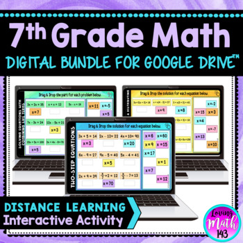 Preview of 7th Grade Math Digital Matching Activities Bundle for Distance Learning