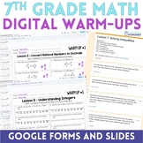 7th Grade Math Digital Warm Ups / Bell Ringers