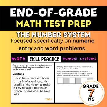 Preview of 7th Grade Math EOG Test Prep - Numeric Entry Practice - The Number System
