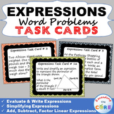 EXPRESSIONS Word Problems - Task Cards {40 Cards}