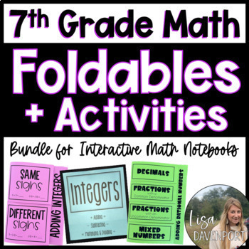 Preview of 7th Grade Math Foldables and Activities for Interactive Notebooks | Editable
