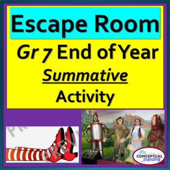Preview of 7th Grade Math End of Year DIGITAL ESCAPE ROOM Review Activity | Summative 