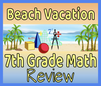 Preview of Beach Vacation 7th Grade Math Review! (PRINT & DIGITAL)