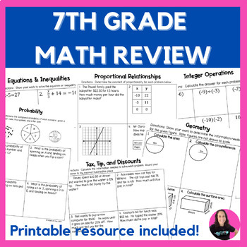 7th Grade Math End of Year or Back to School Review Activities by Math ...