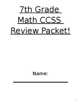 Preview of 7th Grade Math End of the Year Review CCSS