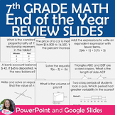 7th Grade Math End of the Year Review EDITABLE Slides