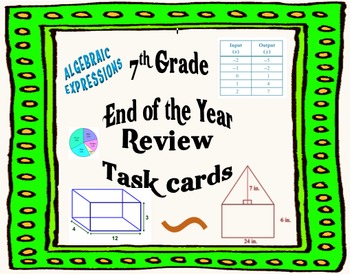 Preview of 7th Grade Math End-of-the-Year Review Task Cards