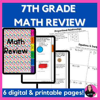 Preview of 7th Grade Math End of the Year or Back to School Review Activities