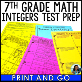 7th Grade Math End of the Year or Summer Review Integers