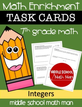 Preview of 7th Grade Math Integers Enrichment Task Cards - printed and digital