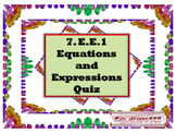 7th Grade Math Equations and Expression Common Core EE1 Quiz