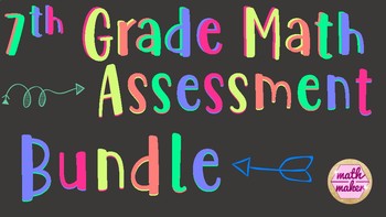 Preview of 7th Grd Math Assessment Bundle (9 exams,7 study guides,7 Jeopardys) Common Core