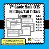 7th Grade Math Exit Slips/Exit Tickets Geometry