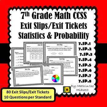 Preview of 7th Grade Math Exit Slips/Exit Tickets Statistics & Probability
