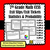 7th Grade Math Exit Slips/Exit Tickets Statistics & Probability