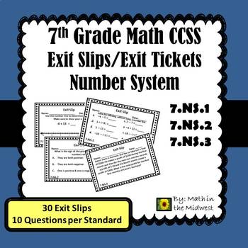 Preview of 7th Grade Math Exit Slips/Exit Tickets Number System