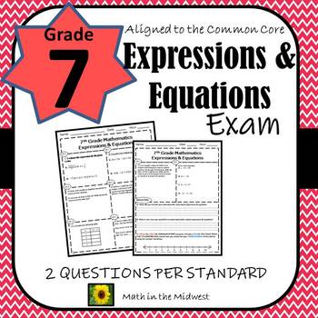 Preview of 7th Grade Math Expressions & Equations Assessment/Exam/Test