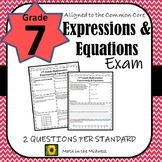 7th Grade Math Expressions & Equations Assessment/Exam/Test