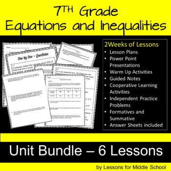 Preview of 7th Grade Math – Expressions, Equations and Inequalities BUNDLE of Lessons