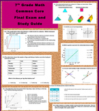 7th Grade Math Final Exam and Study Guide~Common Core