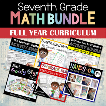 Preview of 7th Grade Math Full Year Curriculum Bundle | Interactive Notebook & More 50% OFF