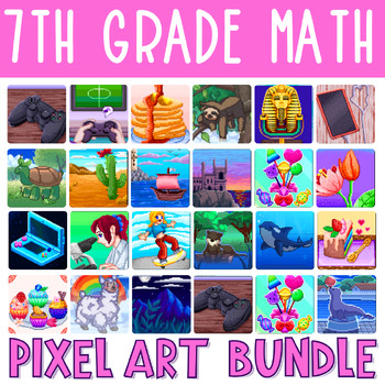 Preview of 7th Grade Math Full Year Pixel Art GROWING BUNDLE