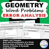 7th Grade GEOMETRY Word Problems -  Error Analysis  (Find the Error) Common Core