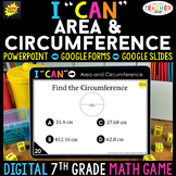 7th Grade Math Game DIGITAL | Area & Circumference | Dista