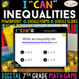 7th Grade Math Game DIGITAL | Inequalities | Distance Learning