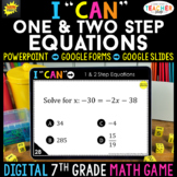 7th Grade Math Game DIGITAL | One & Two Step Equations | D