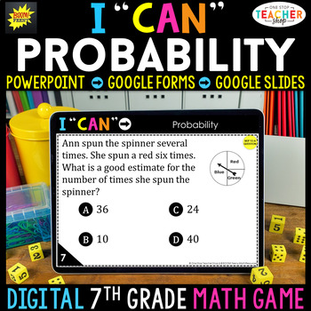 Preview of 7th Grade Math Game DIGITAL | Probability | Distance Learning