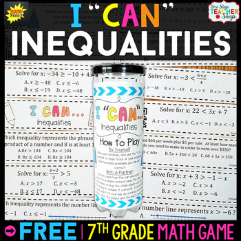 Preview of 7th Grade Math Game | Inequalities | I CAN Math Games