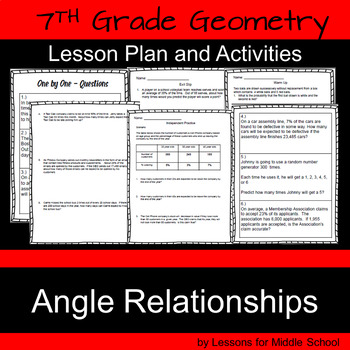 Preview of 7th Grade Math -Geometry – Angle Relationships- Lesson and Activities