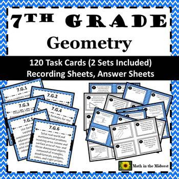 Preview of 7th Grade Math Geometry Task Cards Bundle