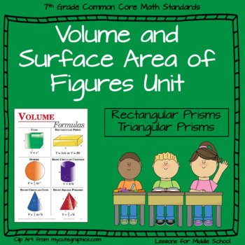 Preview of 7th Grade Math -Geometry: Volume and Surface Area of 3-D Objects Unit