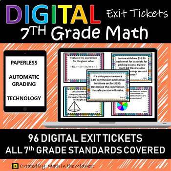 Preview of 7th Grade Math Exit Tickets/Exit Slips for Google Classroom, Distance Learning