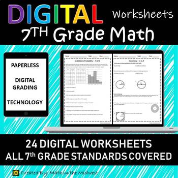 Preview of 7th Grade Math Worksheets/Homework for Google Classroom, Distance Learning