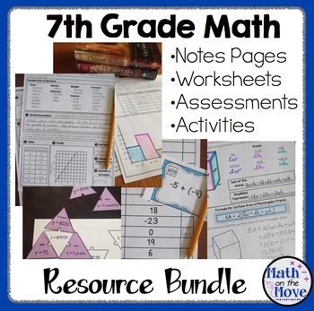 Preview of 7th Grade Math - BUNDLE - Notes, Activities, Worksheets, and Assessments