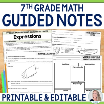 Preview of 7th Grade Math Guided Notes 