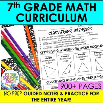Preview of 7th Grade Math Guided Notes Curriculum | No Prep Notes & Practice