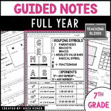7th Grade Math Guided Notes Full Year - 2016 Va Math SOLs