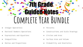Preview of 7th Grade Math Guided Notes Year Bundle - Editable