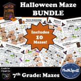 7th Grade Math Halloween Mazes (10 mazes)
