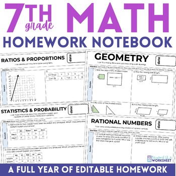 Preview of 7th Grade Math Homework | Printable Homework Worksheets