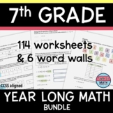 7th Grade Math Review Worksheets / Guided Notes / Homework