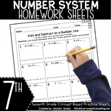 7th Grade Math Homework Sheets- The Number System - Math W