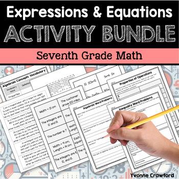 Preview of Expressions & Equations 7th Grade Math Activity Bundle & Guided Notes - 20% off