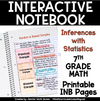 Preview of 7th Grade Math Inferences & Statistics Interactive Notebook Unit TEKS PRINTABLE